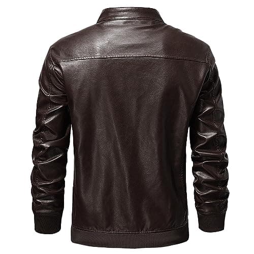 Men's Faux Leather Bomber Jacket