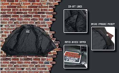 Men's Black EL5411 Classic Side Lace Motorcycle Jacket