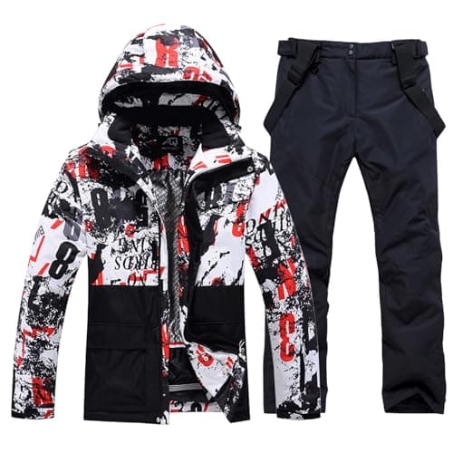 RIUIYELE Men's Insulated Waterproof Ski Suit Winter Skiing Snowboard Jacket Pants Set