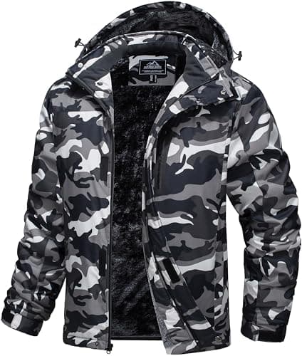 MAGCOMSEN Men's Water Resistant Winter Ski Snow Rain Jacket with Hood