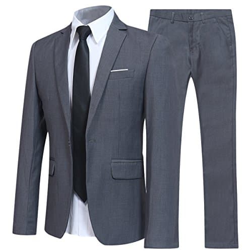 YFFUSHI Men's Slim Fit One-Button Casual Wedding Suit Set