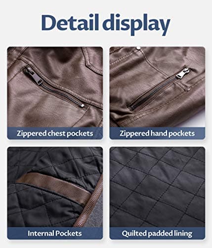 CREATMO US Men's Faux Leather Motorcycle Jacket Waterproof Windproof PU Moto Vintage Bomber Hoodie
| CREATMO US Men's Faux Leather Jacket with Removable Hood Vintage Moto Windproof PU Bomber
| CREATMO US Men's Faux Leather Moto Jacket Waterproof Win