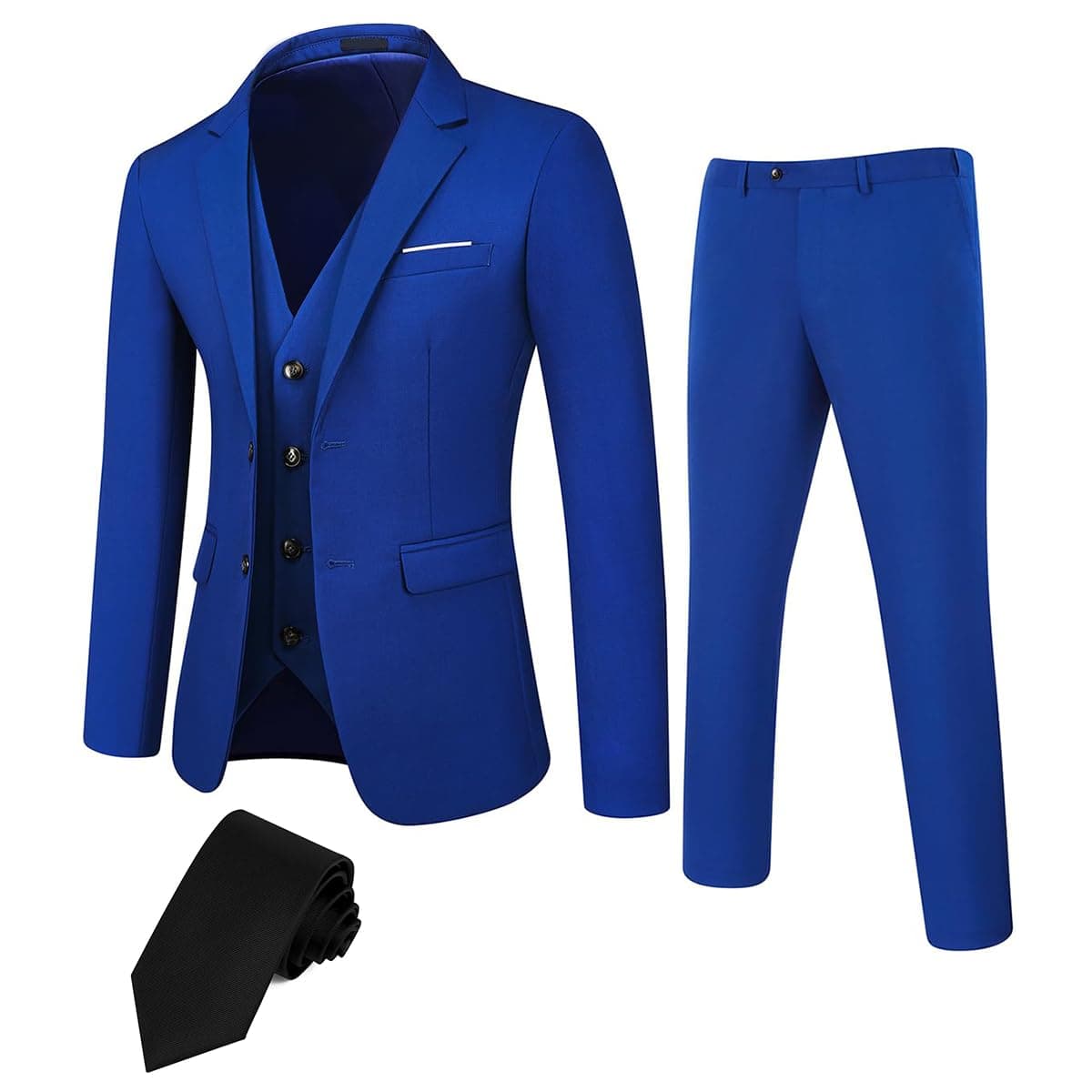 TweedLad Men's Slim Fit 3-Piece Business Casual Suit Set with Tie
