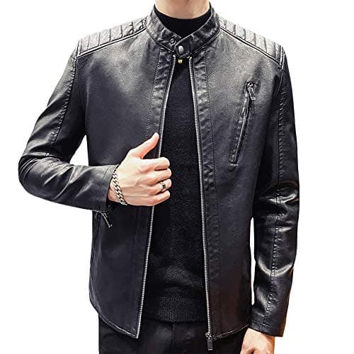 Men's Slim Fit Faux Leather Motorcycle Jacket