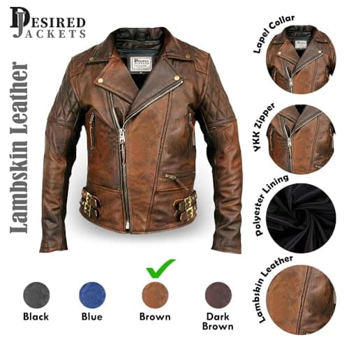 Classic Lambskin Men’s Leather Biker Jacket - Cafe Racer Style