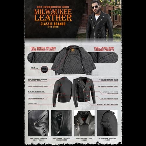 Milwaukee The Legend Classic Black Premium Leather Motorcycle Jacket