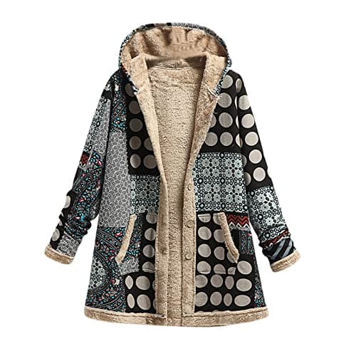 Fartey Sherpa Lined Thick Winter Jacket for Women Warm Hooded Coat