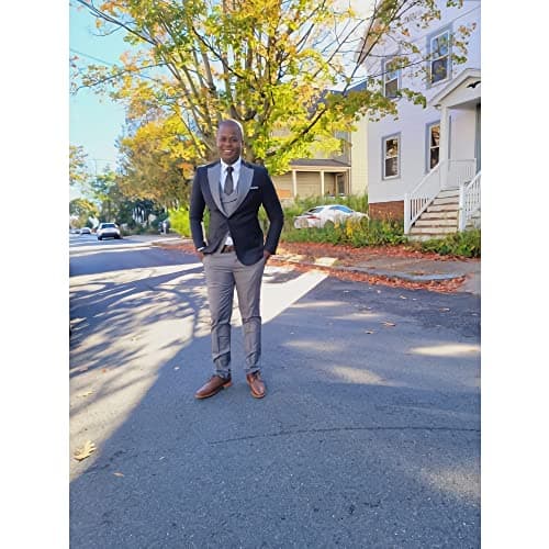 Wangyue Men's Slim Fit Double Breasted Tuxedo 3-Piece Suit
