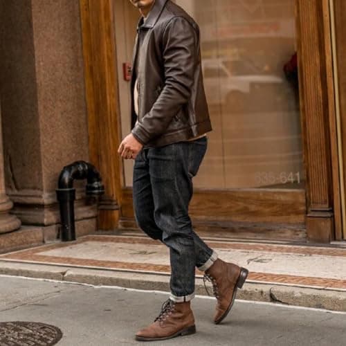 Classic Mens Genuine Lambskin Leather Jacket with Zip Out Liner