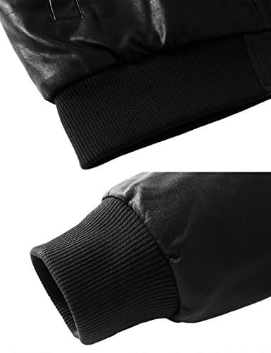 Men's Faux Leather Bomber Jacket with Fleece Lining by WenVen