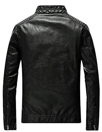Youhan Men's Casual Slim Bomber Faux Leather Jacket