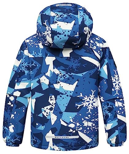 MOERDENG Kids' Waterproof Fleece Snowboarding Jacket with Detachable Hood