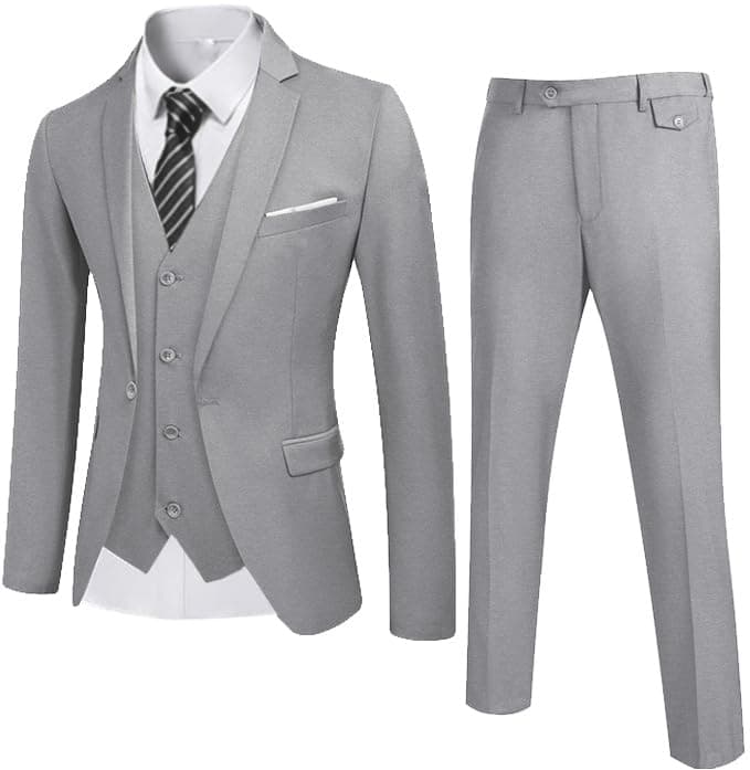 COOFANDY Men's 3 Piece Slim Fit Wedding Suit Set Groom Tuxedo