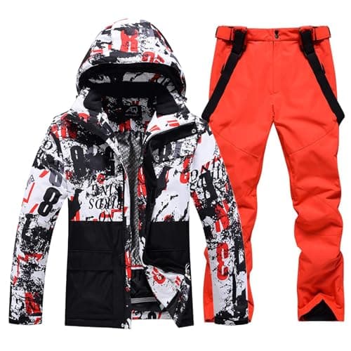 RIUIYELE Men's Insulated Waterproof Ski Suit Winter Skiing Snowboard Jacket Pants Set