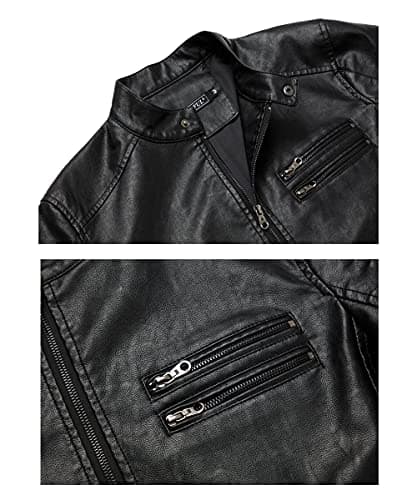 WULFUL Men's Stand Collar Lightweight Faux Leather Motorcycle Jacket for Men in Cold Weather
| WULFUL Global Recycled Stand Collar Men's Leather Jacket for Motorcyclists
| WULFUL Men's Lightweight Stand Collar Faux Leather Jacket Perfect for Urban R