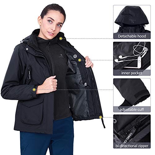 CAMEL CROWN Women's Waterproof 3-in-1 Ski Jacket Fleece Inner Winter Coat