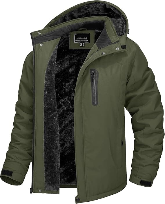 TACVASEN Men's Winter Warm Ski Snowboard Fleece Jacket Windproof Hooded
