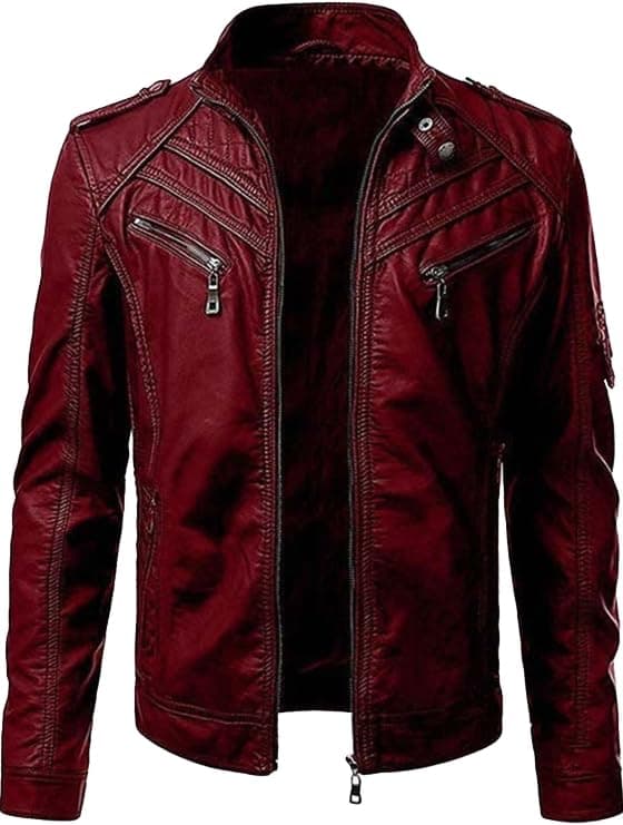 Men's Faux Leather Motorcycle Jacket