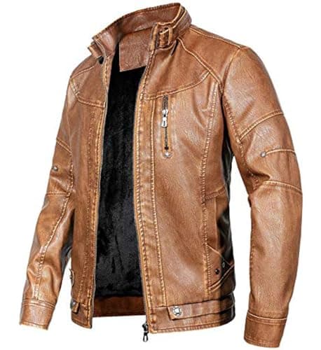 WULFUL Men's Vintage Leather Motorcycle Jacket
