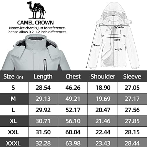 Men's Waterproof Ski Jacket with Detachable Hood and Fleece Lining