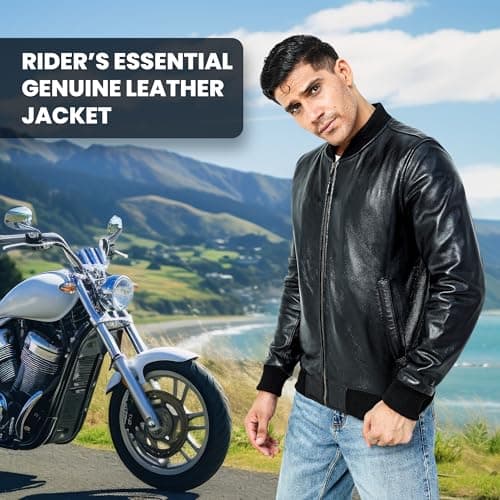 FinchesClub Black Lambskin Leather Bomber Jacket | Men's Motorcycle Heritage Style