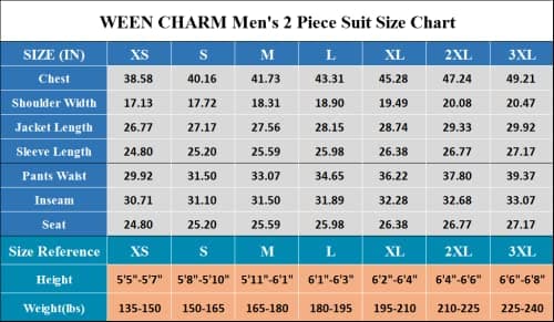 WEEN CHARM Men's Slim Fit 2-Piece Tuxedo Set