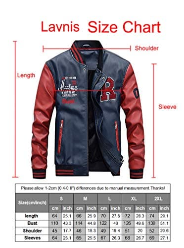 Lavnis Men's Faux Leather Slim Fit Casual Baseball Collar Jacket