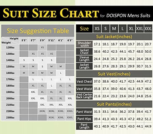 DOISPON Men's 3-Piece Slim Fit Suit