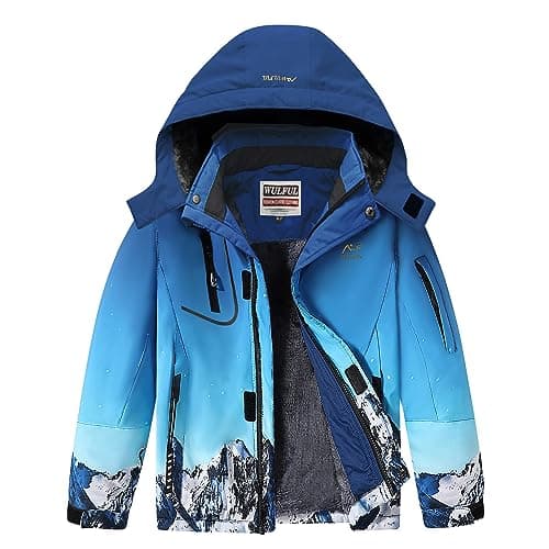 WULFUL Boys' Waterproof Fleece Hooded Ski Jacket
