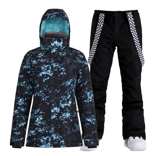 GSOU Women's Waterproof Snowsuit Ski Jacket and Pants Insulated Warm Winter Snowboarding