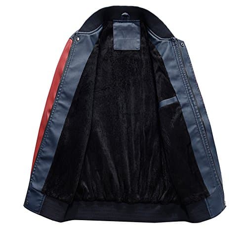 Lavnis Men's Faux Leather Slim Fit Casual Baseball Collar Jacket