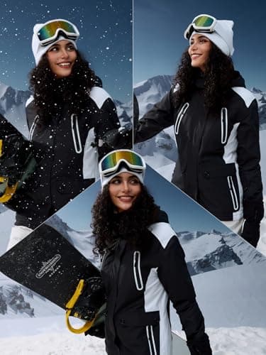 FREE SOLDIER Women's Waterproof Winter Ski Jacket Warm Fleece Lined with Hood