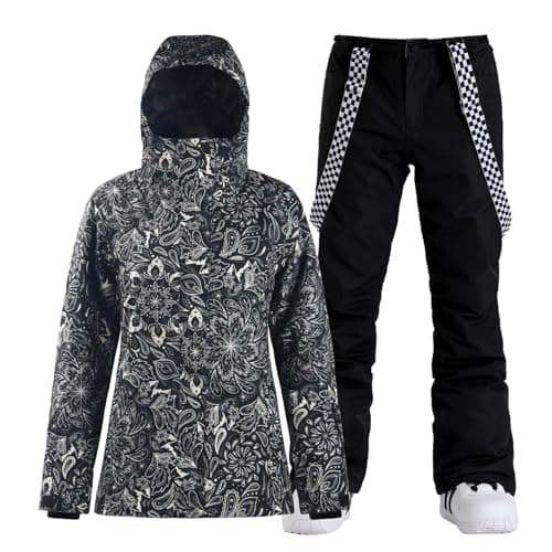 GSOU Women's Waterproof Snowsuit Ski Jacket and Pants Insulated Warm Winter Snowboarding