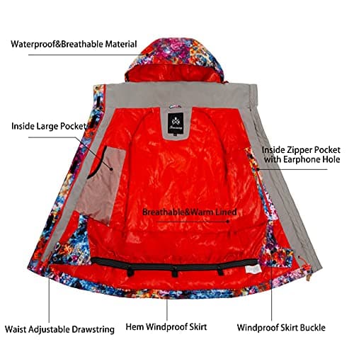 IMPHUT Women's Warm Waterproof Ski Jacket for Winter Snowboarding
