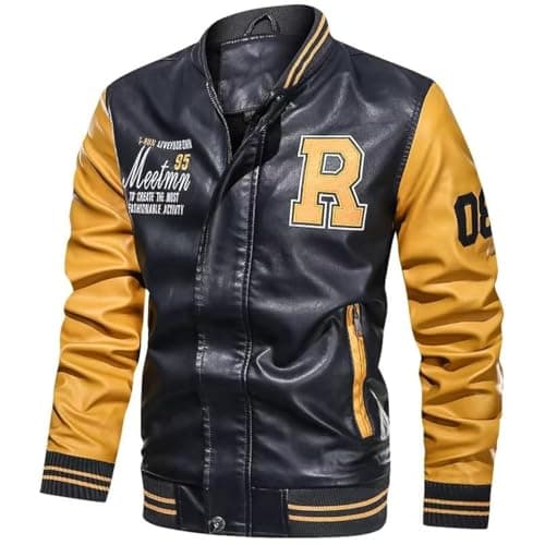 Chuida Men's Vintage Faux Leather Motorcycle Jacket Casual Slim Fit