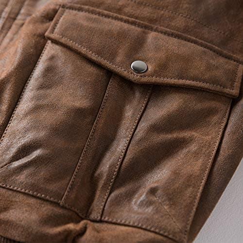 FLAVOR Men's Leather Flight Bomber Jacket