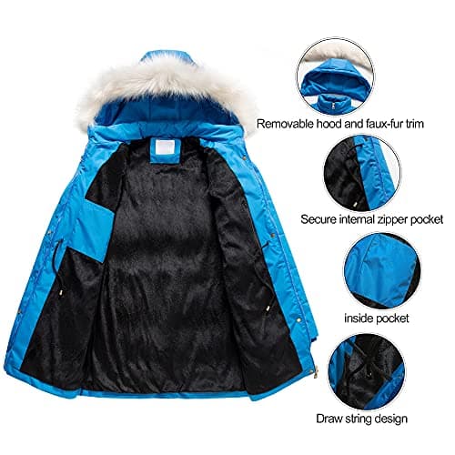 Chrisuno Women's Winter Warm Puffer Jacket with Faux Fur Hood