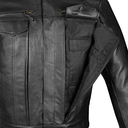 Men's Premium Black Commuter Motorcycle Jacket - CE Armor, Gun Pockets, XL