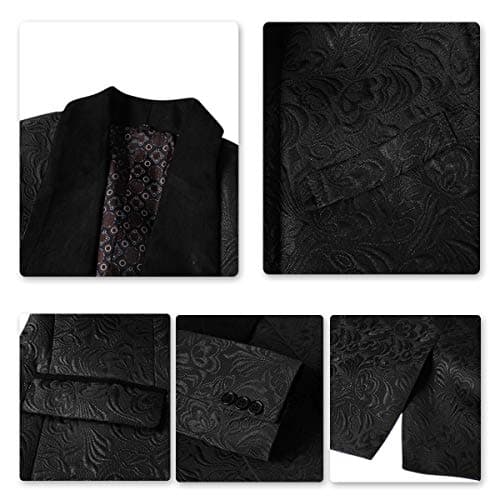 YFFUSHI Men's Slim Fit Jacquard Tuxedo 3-Piece Suit