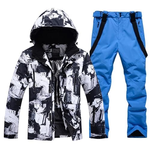 RIUIYELE Men's Insulated Waterproof Ski Suit Winter Skiing Snowboard Jacket Pants Set