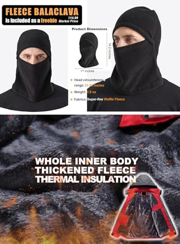 WOSONG Men's Winter Ski Coats, Fleece-Lined & Balaclava, Waterproof & Windproof