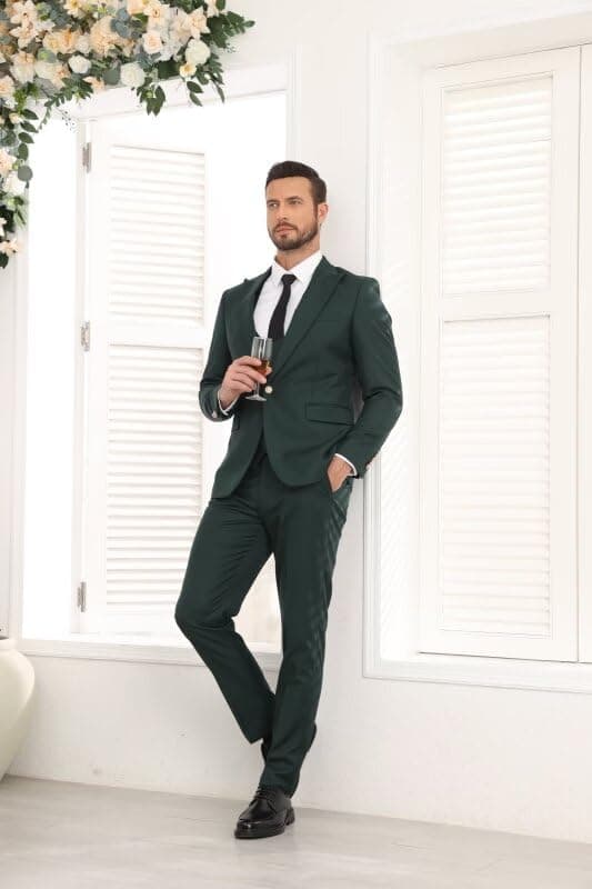 Wangyue Men's 3-Piece Slim Fit Double Breasted Suit for Business, Weddings & Proms
