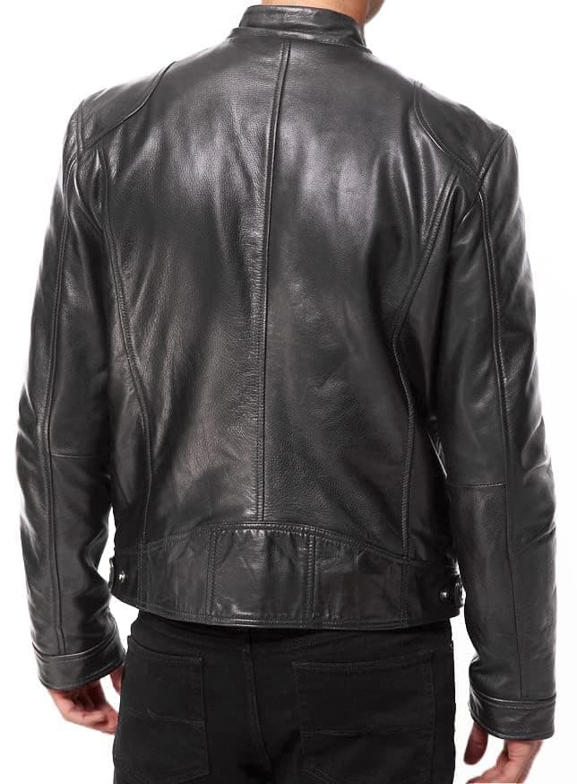 DECIMAL Genuine Black Lambskin Biker Jacket for Men VINTAGE Motorcycle Jackets