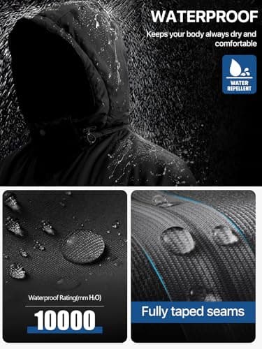 FREE SOLDIER Men's Waterproof Winter Ski Jacket with Hood and Fleece Lining