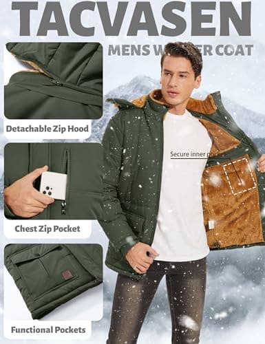 TACVASEN Men's Winter Windproof Hooded Jacket