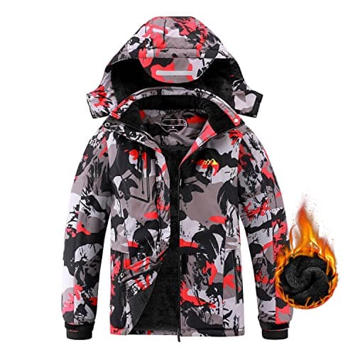 COOKFIP Kids' Waterproof Fleece Winter Snow Coat Windproof Hooded