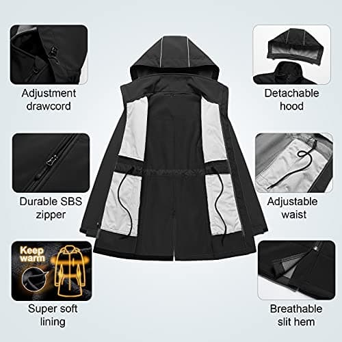 CREATMO Women's Lightweight Waterproof Softshell Tactical Jacket with Fleece Lining