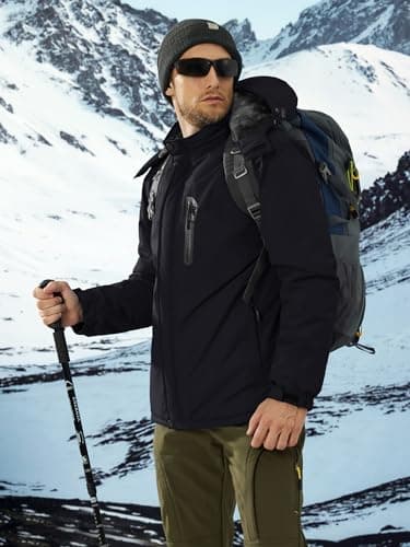 TACVASEN Men's Winter Warm Ski Snowboard Fleece Jacket Windproof Hooded
