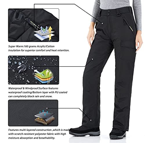 WULFUL Women's Waterproof Insulated Ski Pants