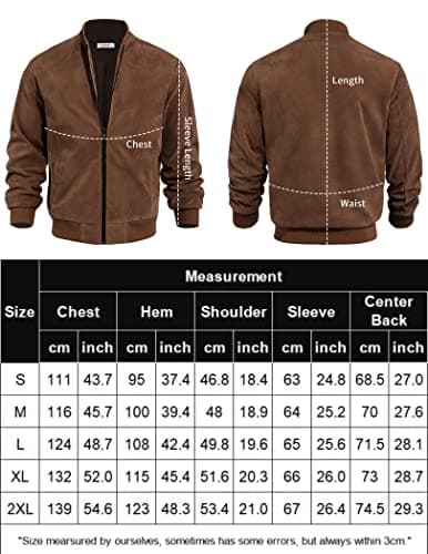 COOFANDY Men's Casual Vintage Lightweight Suede Bomber Jacket